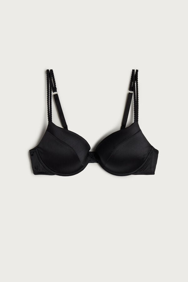 Intimssimi Bellissima Silk Push-Up Bra Black | QSGUV35708