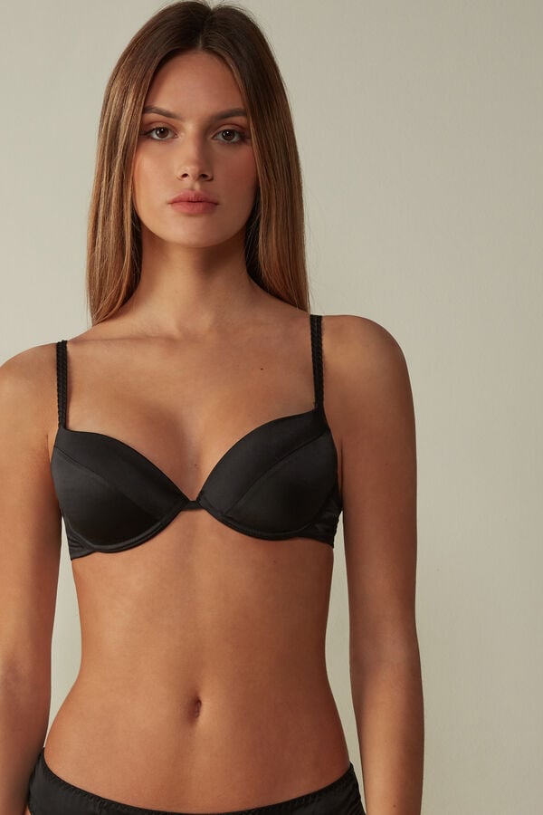 Intimssimi Bellissima Silk Push-Up Bra Black | QSGUV35708