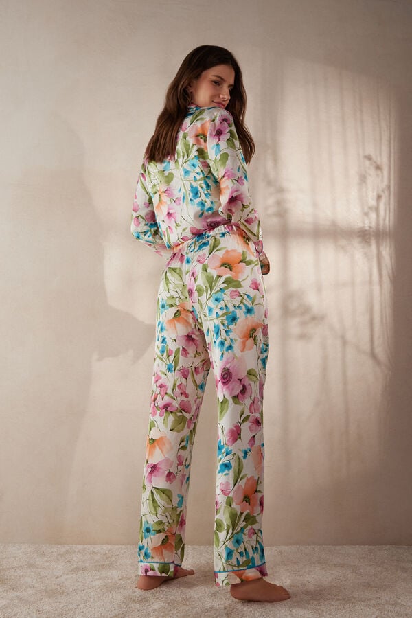 Intimssimi Botanical Lyrics Full Length Satin Pants Print | SGDYB88618