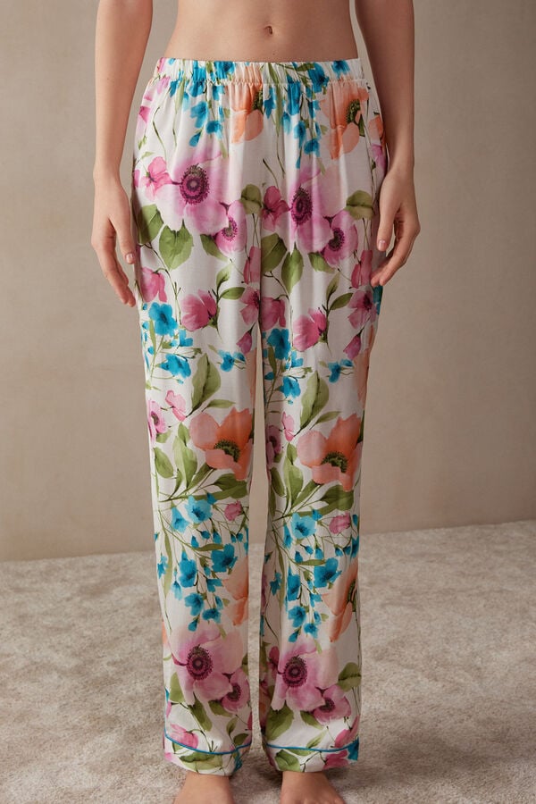 Intimssimi Botanical Lyrics Full Length Satin Pants Print | SGDYB88618