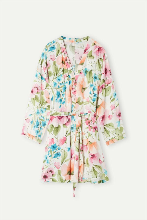 Intimssimi Botanical Lyrics Satin Kimono Print | FSGUI88060