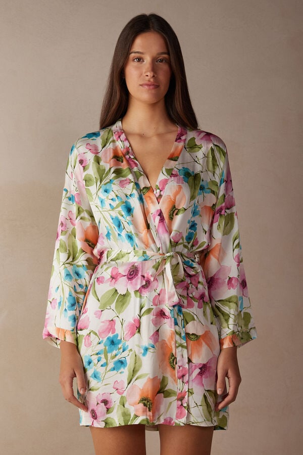 Intimssimi Botanical Lyrics Satin Kimono Print | FSGUI88060