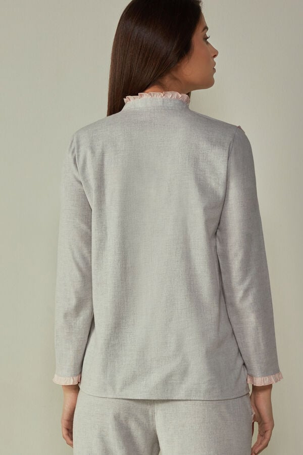 Intimssimi Cotton Rouches Brushed Cotton Cloth Long Sleeve Shirt Grey | SSGNY49492