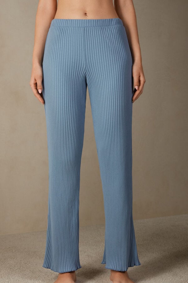 Intimssimi Cozy Mountains Ribbed Pants Blue | TSGPQ20460