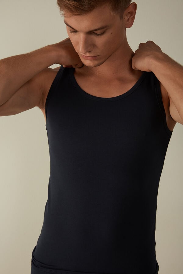 Intimssimi Crew Neck Tank Top Black | SSGNY97165