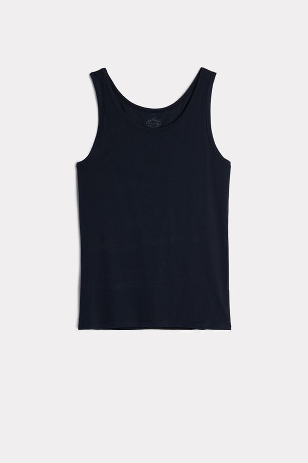 Intimssimi Crew Neck Tank Top Black | SSGNY97165