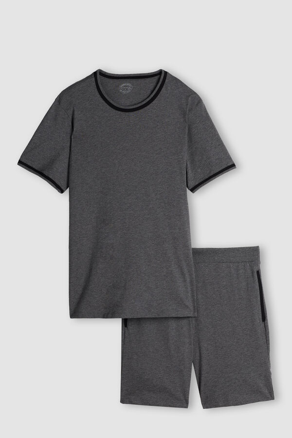 Intimssimi Cropped Basic Supima® Cotton Pajamas Dark Grey | SGQAV30439