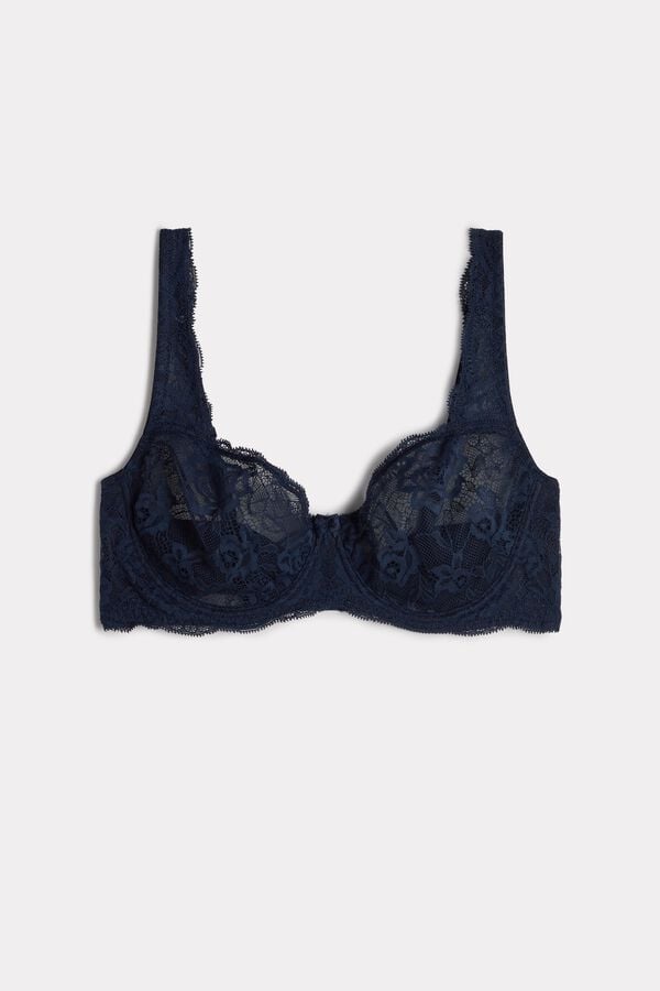 Intimssimi Daniela Lace Balconette Bra Blue | SSGVO32617