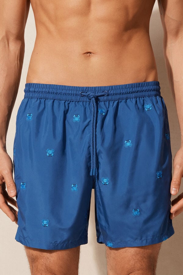 Intimssimi Embroidered Crab Swim Trunks Blue | USGTG59378