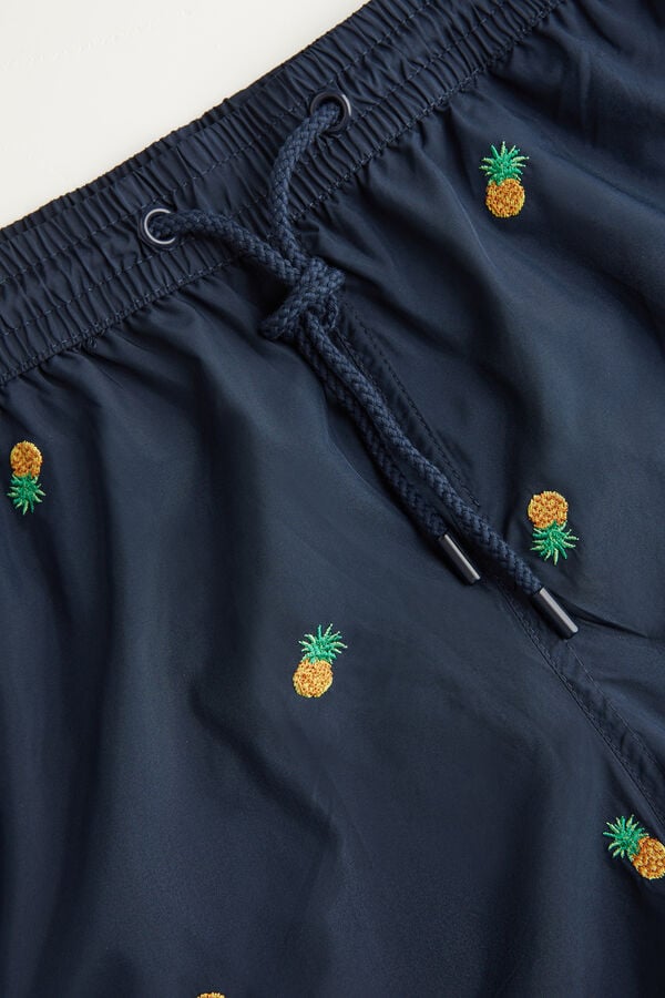 Intimssimi Embroidered Pineapple Swim Trunks Blue | SGZPD77550