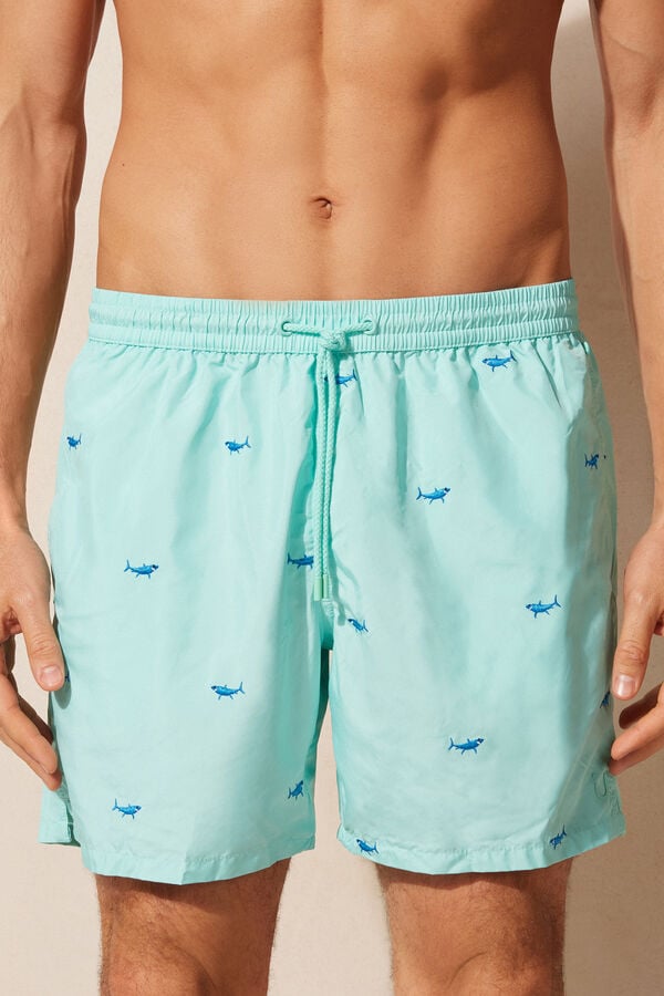 Intimssimi Embroidered Shark Swim Trunks Print | YSGGT82340