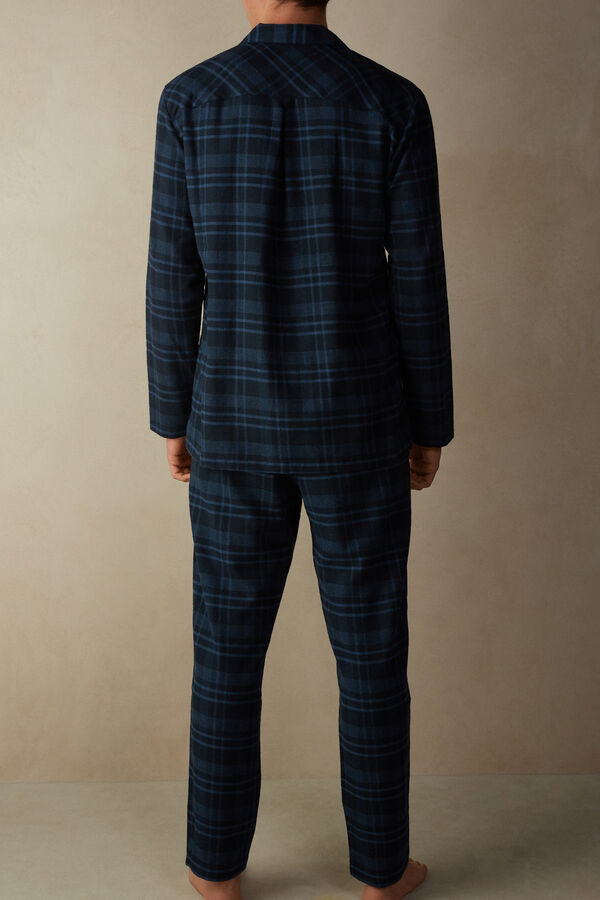 Intimssimi Full Length Pajamas in Brushed Blue Check Patterned Cloth Blue | LSGTR24348