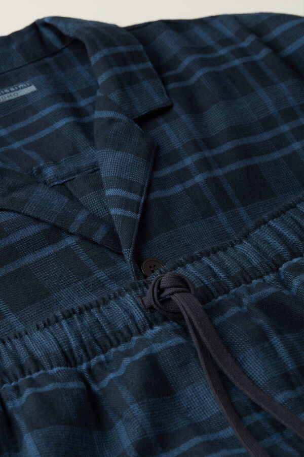 Intimssimi Full Length Pajamas in Brushed Blue Check Patterned Cloth Blue | LSGTR24348