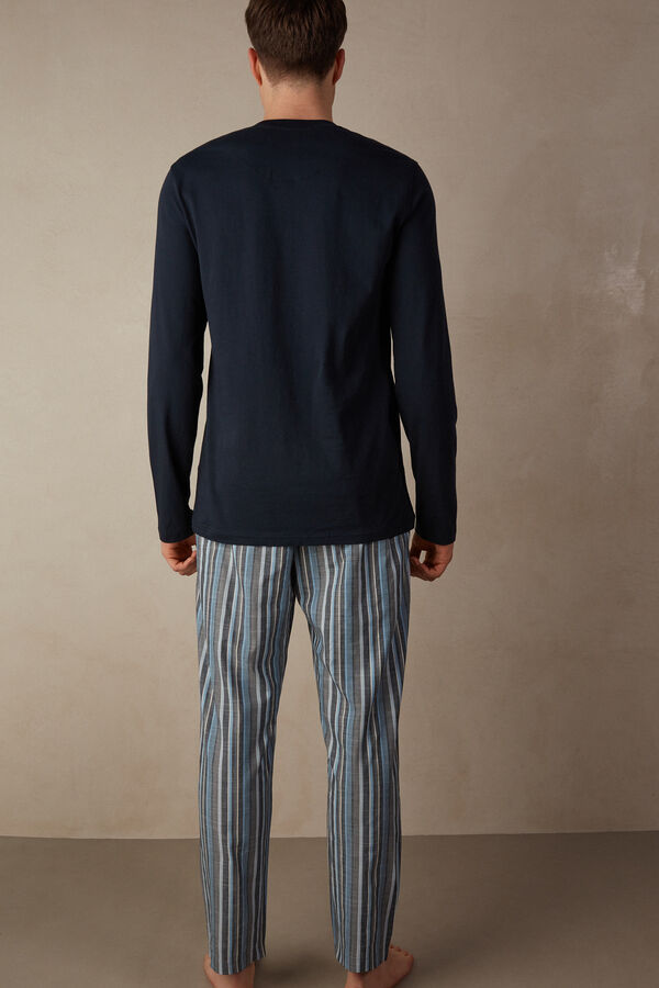 Intimssimi Full Length Pajamas in Striped Cotton Blue | SSGVO32802