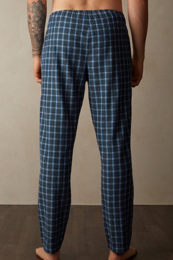 Intimssimi Full Length Pants in Check Patterned Brushed Cloth Blue | DSGVO53614