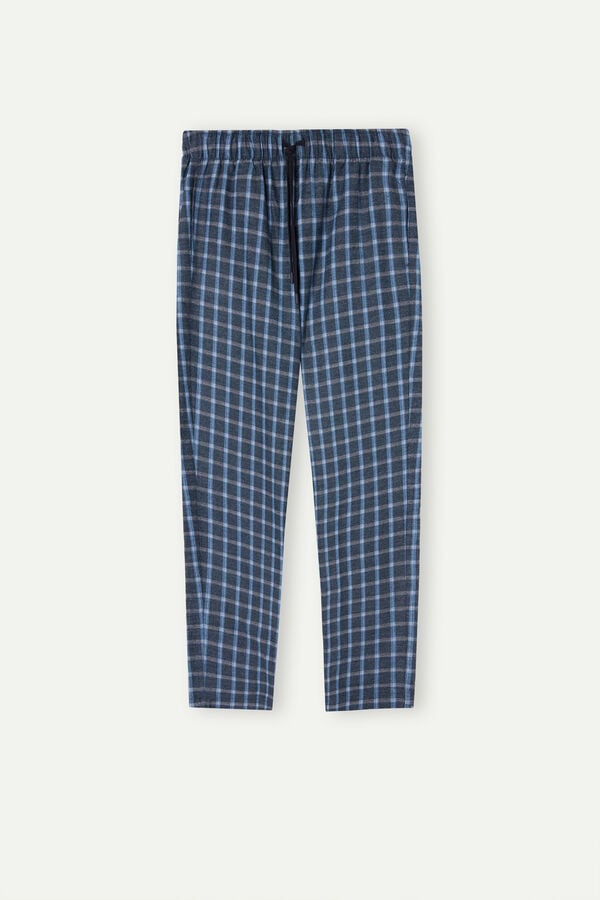 Intimssimi Full Length Pants in Check Patterned Brushed Cloth Blue | DSGVO53614