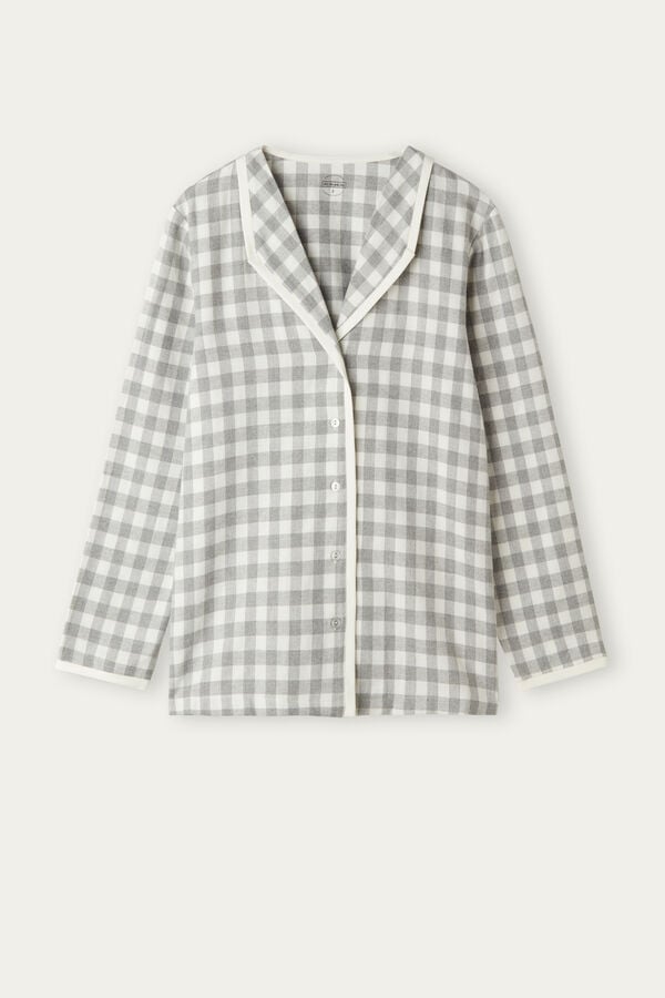 Intimssimi Gingham Lover Shirt in Brushed Cloth White | SGJBT76855