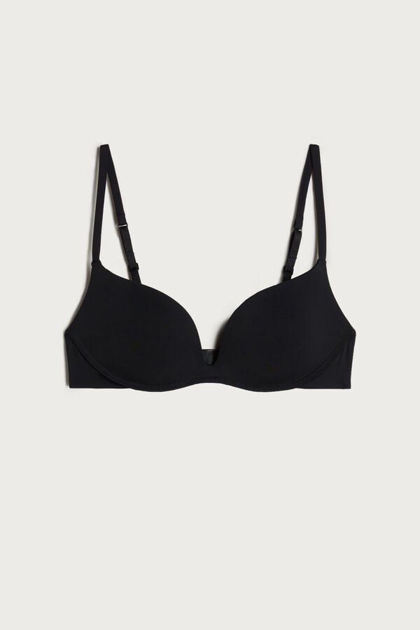 Intimssimi Gioia B Cup Microfiber Super Push-Up Bra Black | MSGHR48944