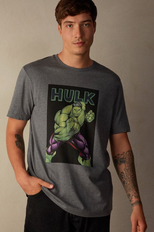 Intimssimi Hulk Print T-shirt Dark Grey | MSGFT74657