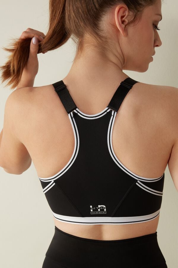 Intimssimi In Action Zip Bra with Supima® Cotton Lining Black | SGNEJ41340