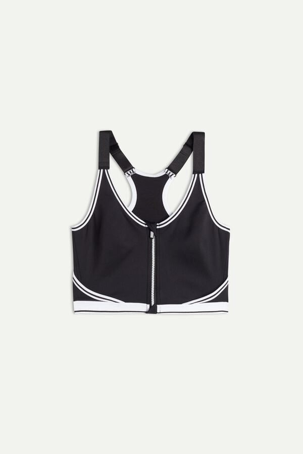 Intimssimi In Action Zip Bra with Supima® Cotton Lining Black | SGNEJ41340