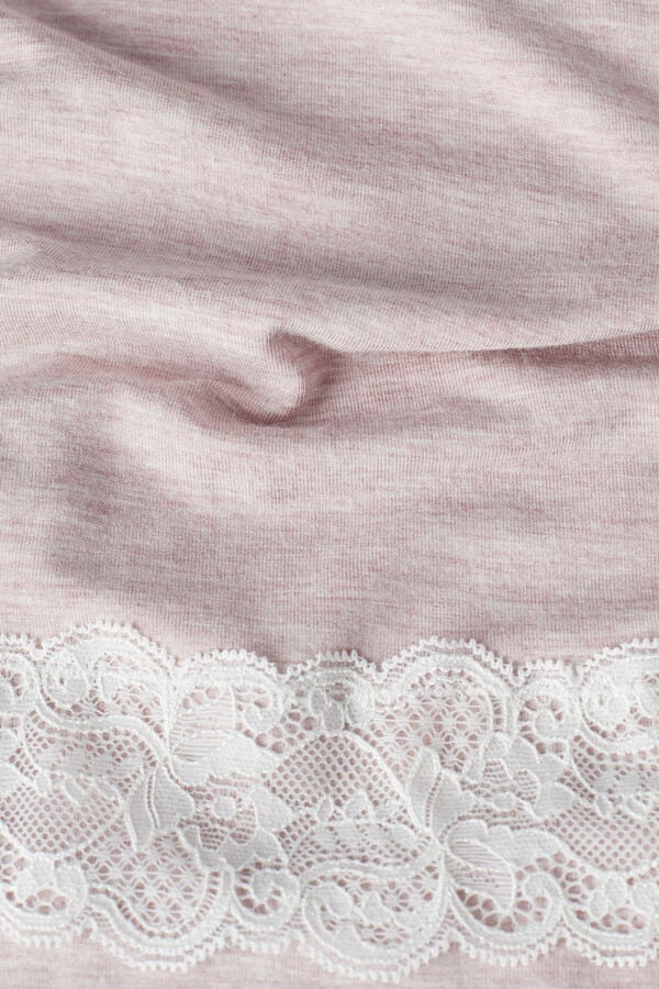 Intimssimi Lace Trim Full Length Pants in Modal Pale Pink | SGEGJ70336