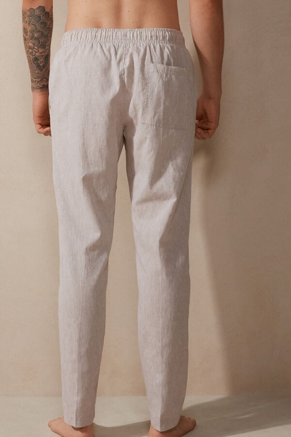 Intimssimi Linen and Cotton Full Length Pants Natural | SGXBR95016