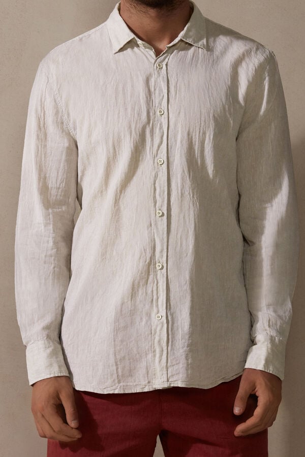 Intimssimi Linen and Cotton Shirt Natural | SGJZR76496