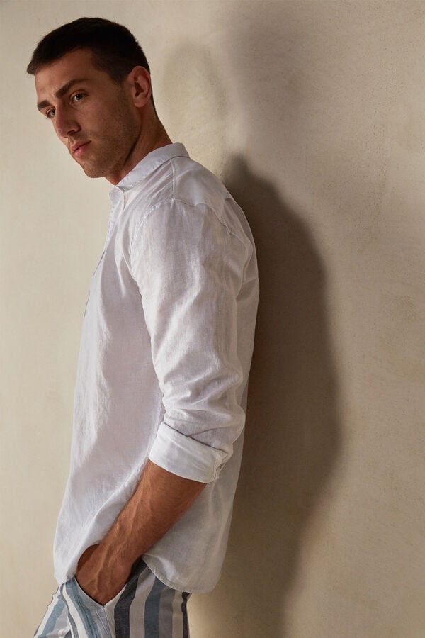 Intimssimi Linen and Cotton Shirt White | BSGSO68434