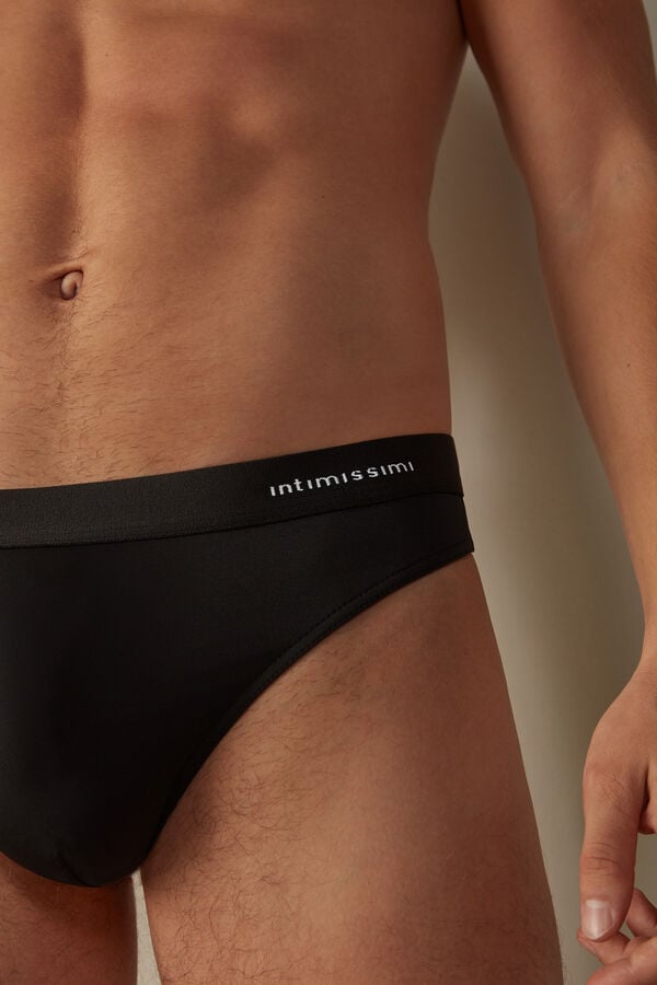 Intimssimi Logo Detailed Microfiber Thong Black | SGIIZ27653