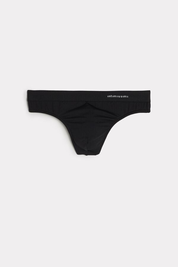 Intimssimi Logo Detailed Microfiber Thong Black | SGIIZ27653