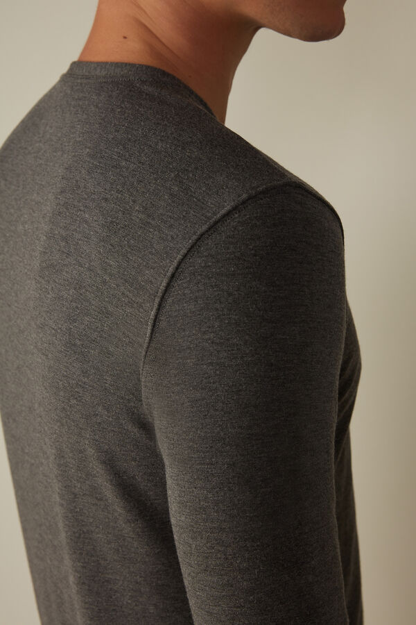 Intimssimi Long-Sleeve Modal-Cashmere Top Dark Grey | USGND35173