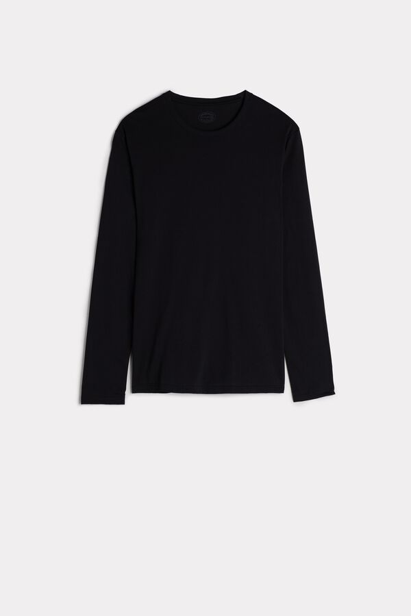 Intimssimi Long-Sleeve Supima® Cotton Top Black | ESGHC85172