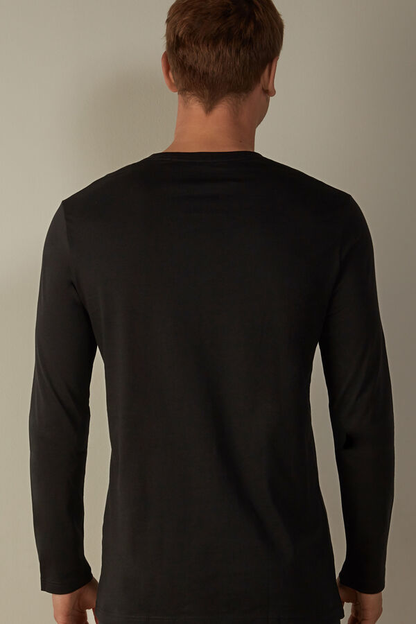 Intimssimi Long-Sleeve Supima® Cotton Top Black | ESGHC85172