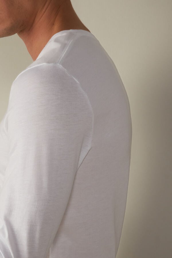 Intimssimi Long-Sleeve Supima® Cotton Top White | QSGWA25641