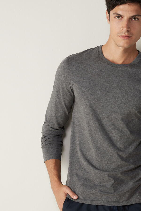 Intimssimi Long-Sleeve Supima® Cotton Top Dark Grey | SGICD89193