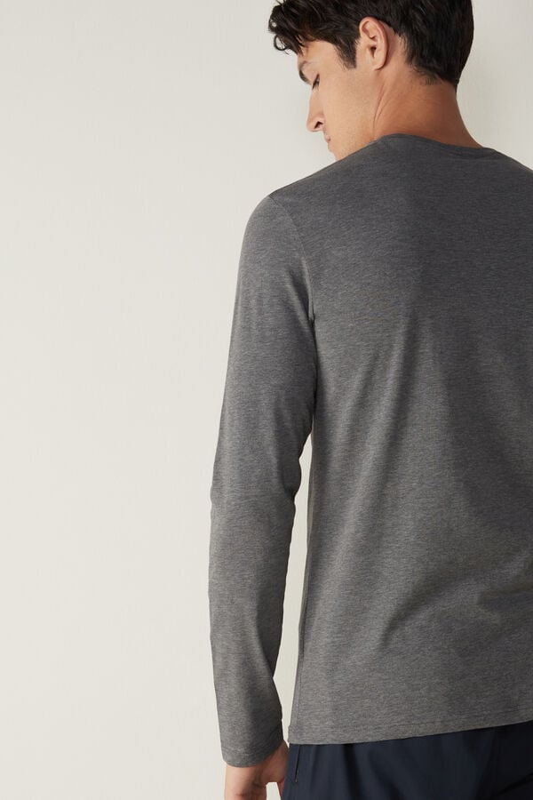 Intimssimi Long-Sleeve Supima® Cotton Top Dark Grey | SGICD89193