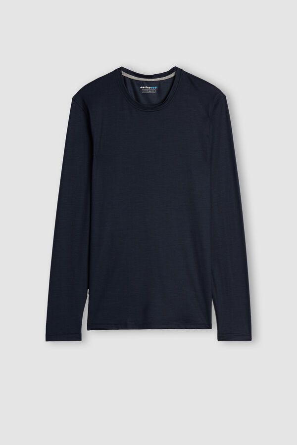 Intimssimi Long-sleeve Crew-Neck Merino-Wool Top Blue | ESGHC38088