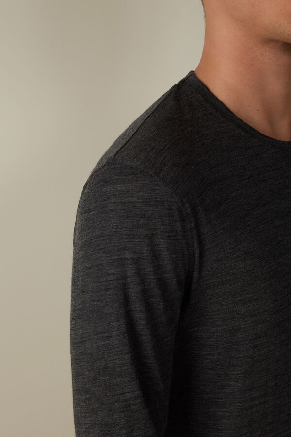 Intimssimi Long-sleeve Crew-Neck Merino-Wool Top Dark Grey | TSGWZ78446