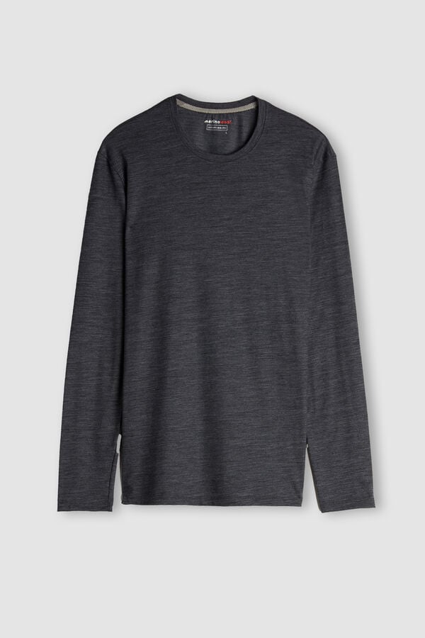 Intimssimi Long-sleeve Crew-Neck Merino-Wool Top Dark Grey | TSGWZ78446