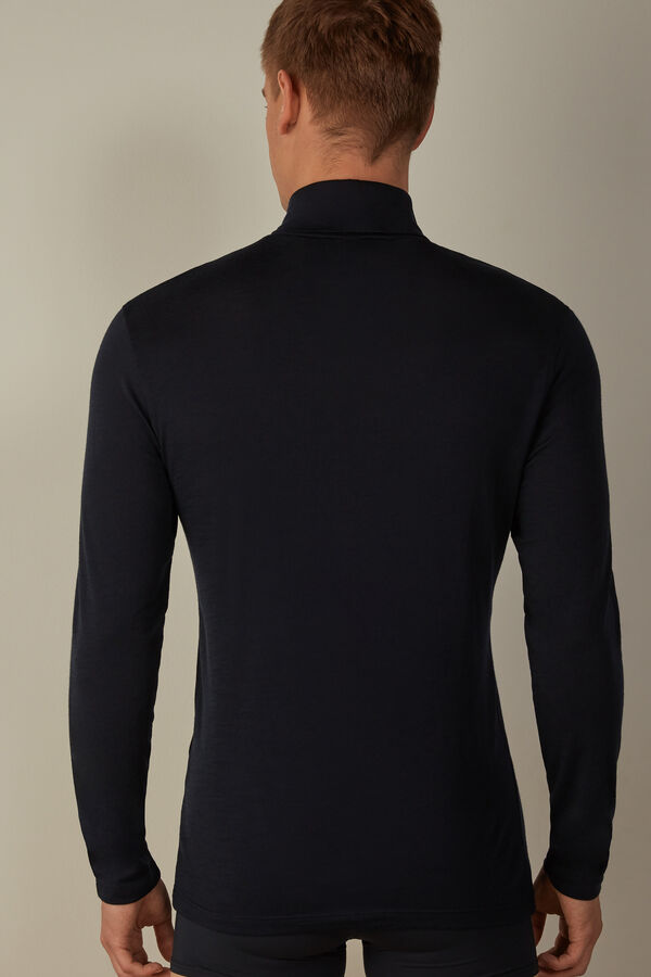 Intimssimi Long-sleeve High-Neck Merino-Wool Top Blue | MSGFT74890