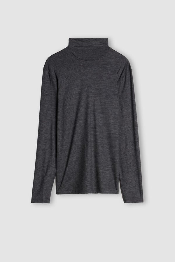 Intimssimi Long-sleeve High-Neck Merino-Wool Top Dark Grey | SGJKU38005