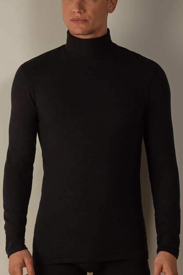 Intimssimi Long-sleeve High-Neck Modal-Cashmere Top Black | LSGSX92139