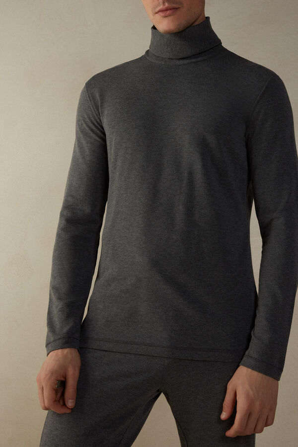 Intimssimi Long-sleeve High-Neck Modal-Cashmere Top Dark Grey | ZSGMJ90071