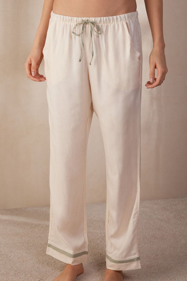 Intimssimi Lost in Fields Full Length Pants in Plain-weave Modal White | LSGTR50534