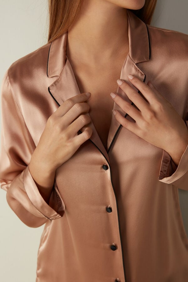 Intimssimi Mannish-Cut Jacket in Silk Satin Natural | ASGWC20524