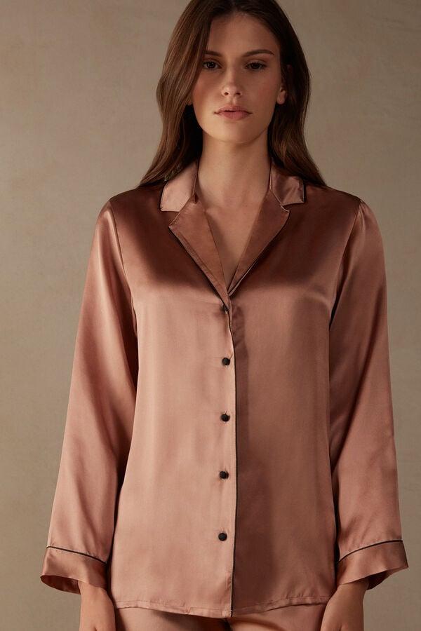 Intimssimi Mannish-Cut Jacket in Silk Satin Natural | ASGWC20524