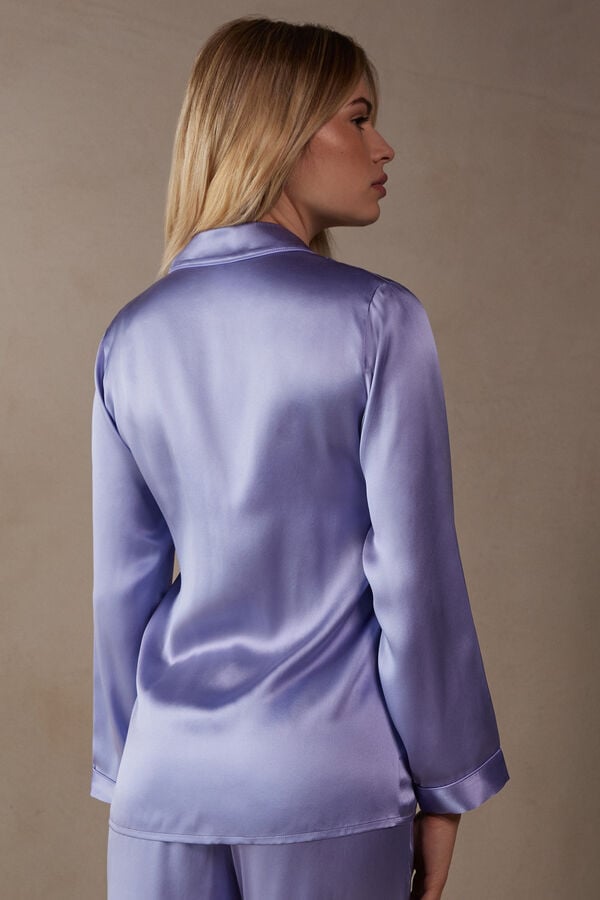 Intimssimi Mannish-Cut Jacket in Silk Satin Violet | BSGSO11098