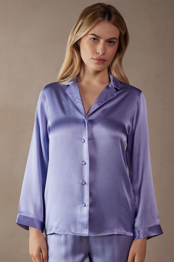 Intimssimi Mannish-Cut Jacket in Silk Satin Violet | BSGSO11098