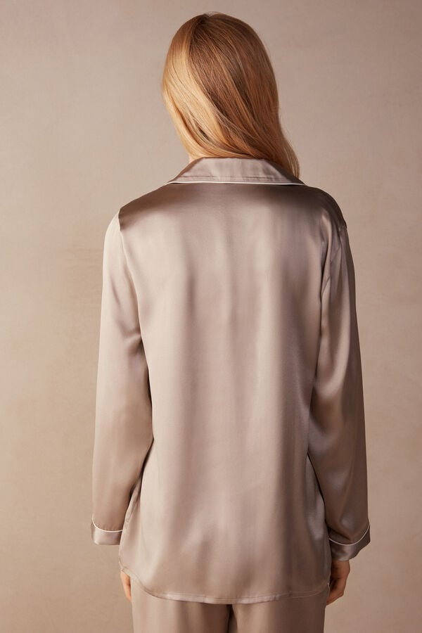 Intimssimi Mannish-Cut Jacket in Silk Satin Natural | PSGER25336